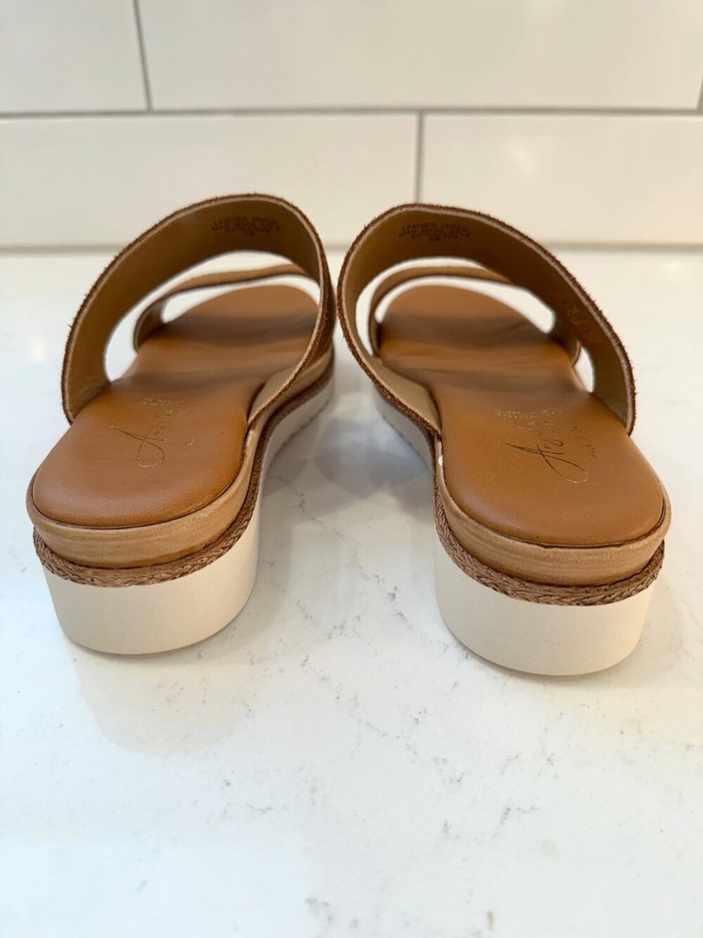 Angela Azzi Italy Brown Leather Suede Slip On Platform Sandals Women's 7.5